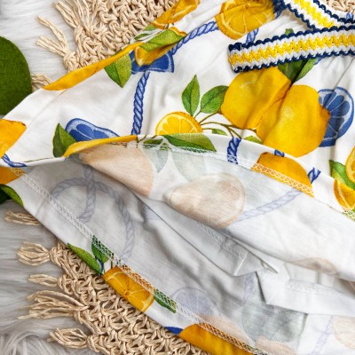 Conj. Regata e Short Saias Limões - Off White e Amarelo